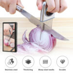 Onion Holder Slicer Vegetable Tools Tomato Cutter Stainless Steel Kitchen Gadget - Image 3