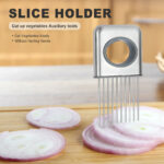 Onion Holder Slicer Vegetable Tools Tomato Cutter Stainless Steel Kitchen Gadget - Image 4